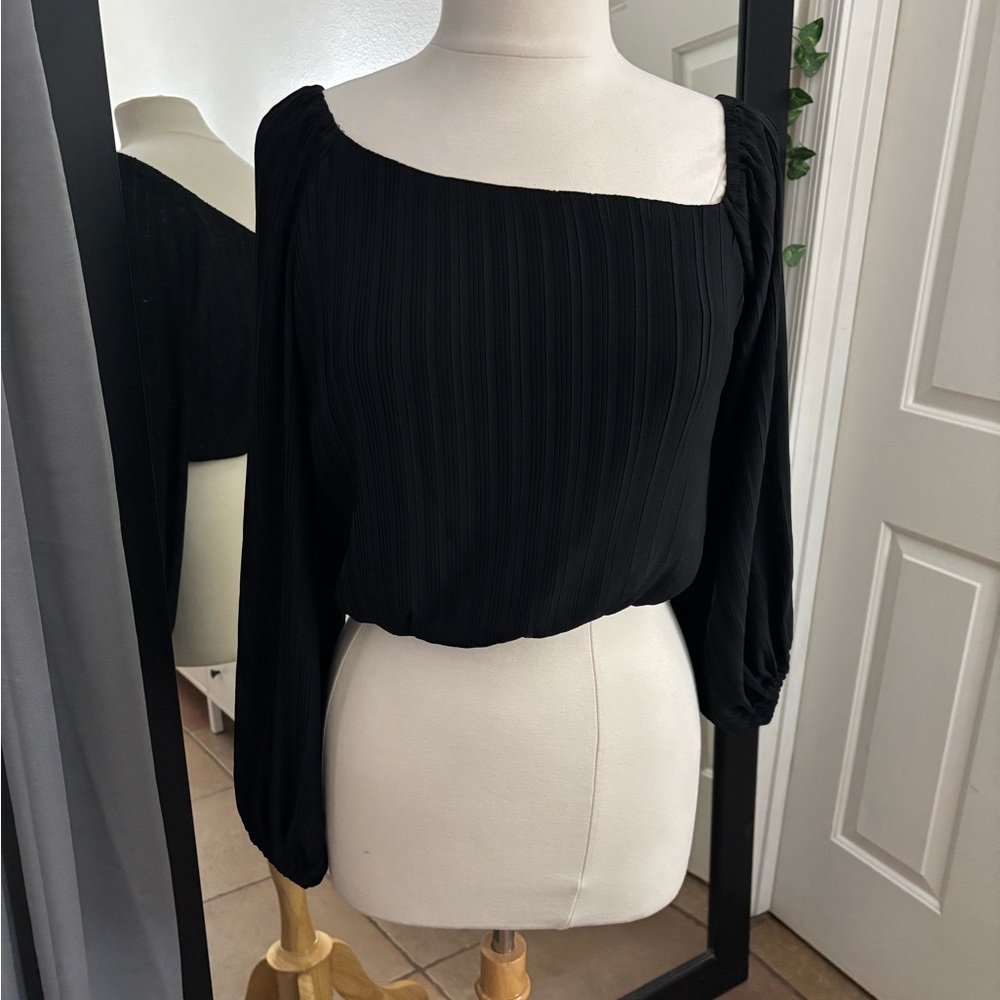 Astr Black Square Neck Blouse